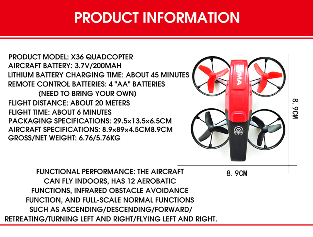 SYMA-X36-Infrarot-Hindernisvermeidung-Houmlhenhaltemodus-360-deg-Filp-Stunt-Flight-24G-Spielzeug-Kin-2010994-7